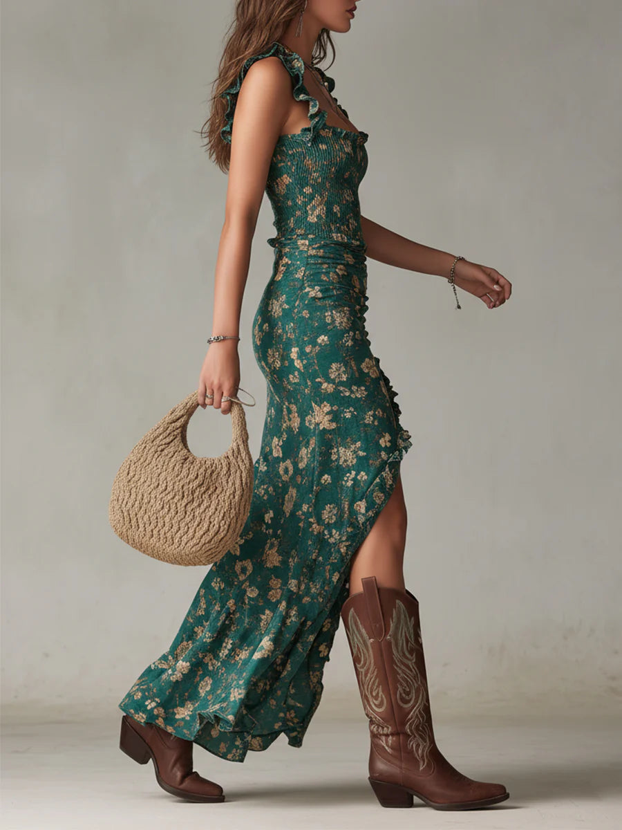 LIA vestido largo bohemio con volantes