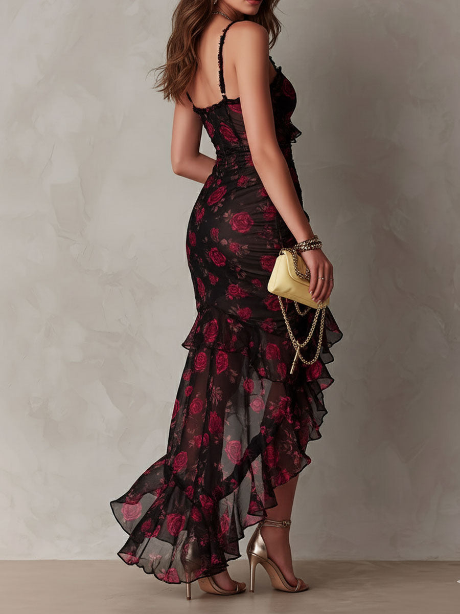 CARMEN vestido floral fruncido